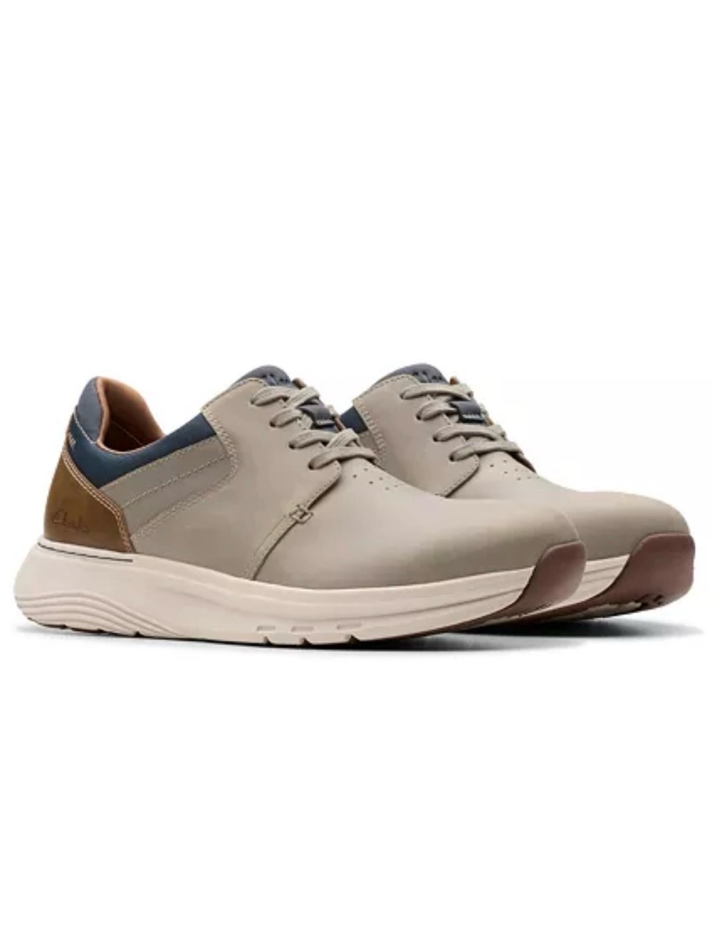 New! Clarks Men's Slip-On Casual Shoes in Taupe and Navy 7